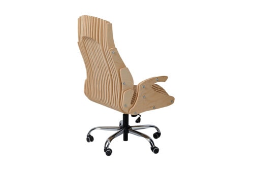 EXCEPTIONAL Bürostuhl mit Armlehne ergonomisch geformt aus Holz