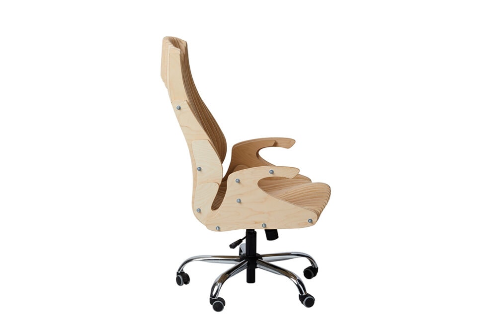 EXCEPTIONAL Bürostuhl mit Armlehne ergonomisch geformt aus Holz